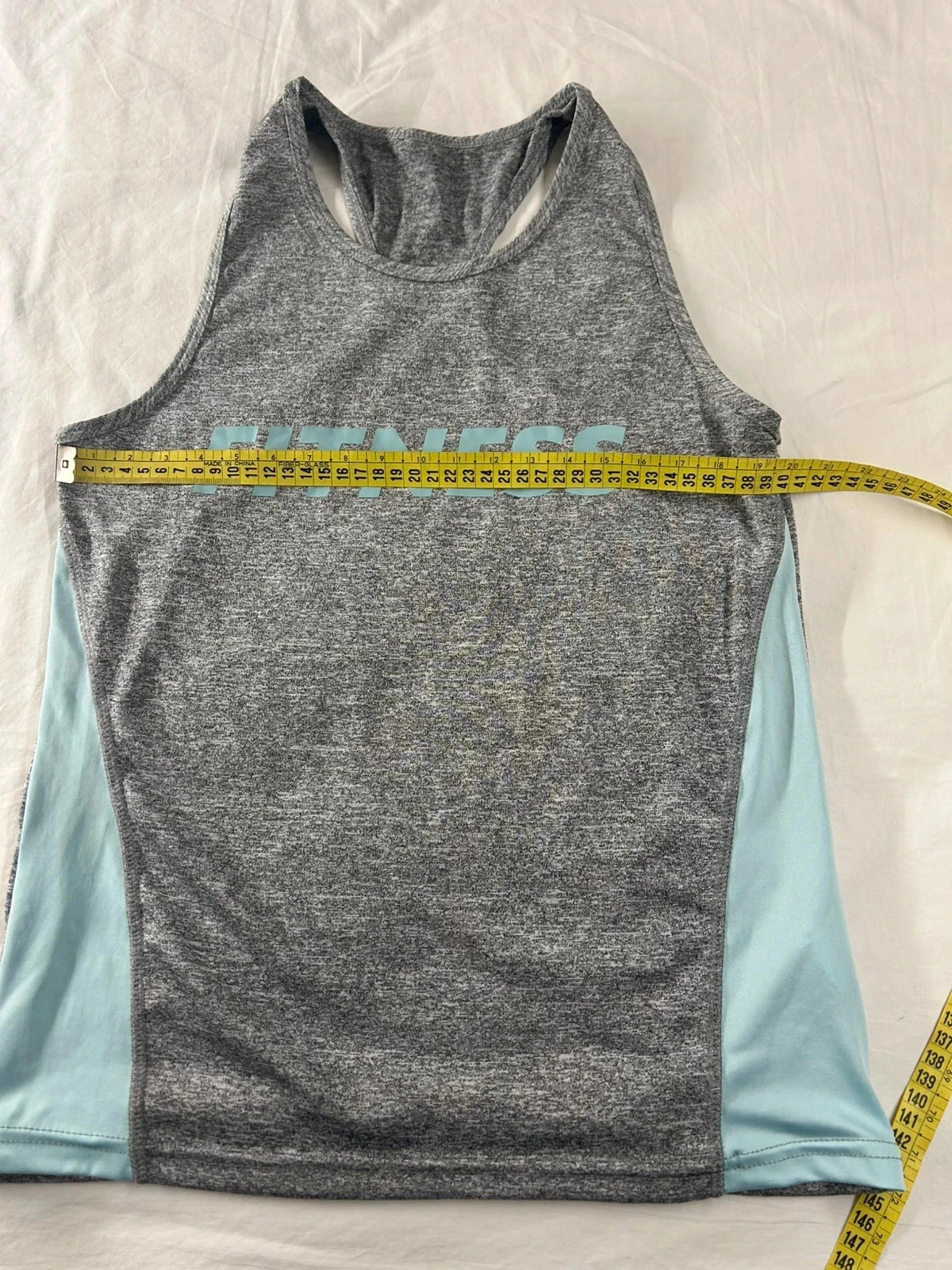Vintage light blue grey sports top tank top fitness – photo 6